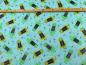 Preview: Frösche Libelle aqua grün gelb Patchworkstoff Benartex mit Maß